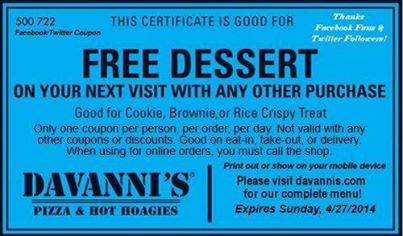 Davanni's coupon code