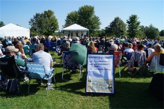 audience on lawn at Washington County Bluegrass Festival.