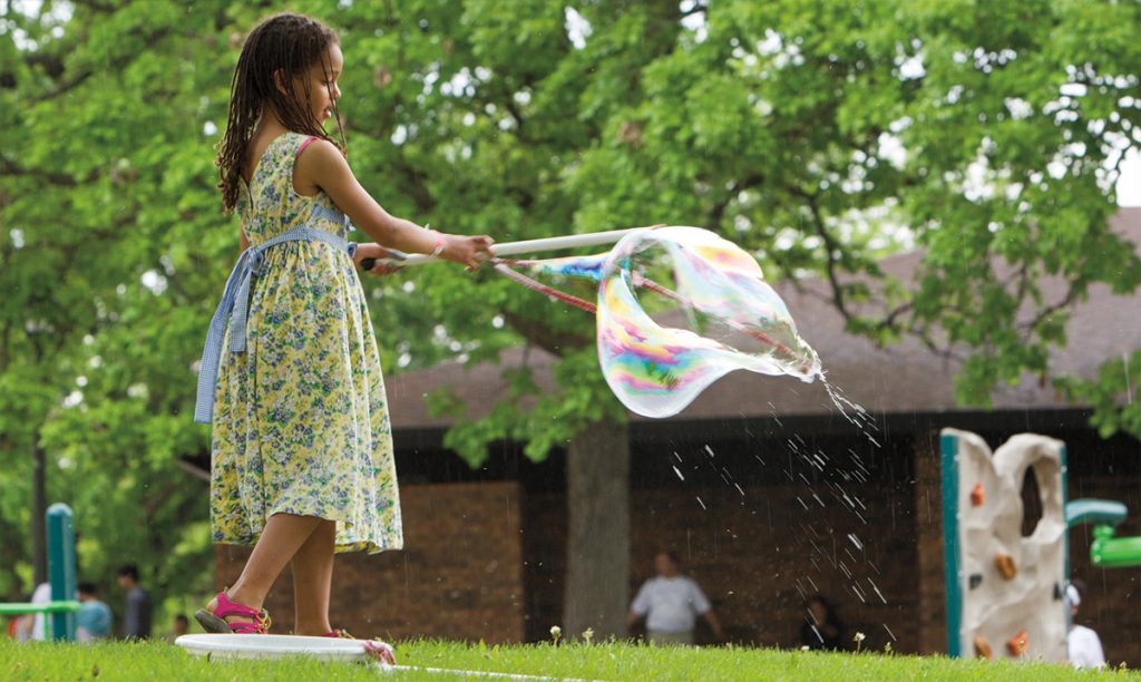 girl with large bubble