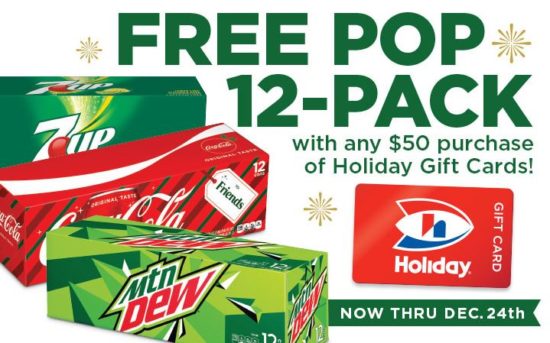 Holiday Stationstores Buy 50 In Gift Cards Get Free 12 Pack Of Pop Thrifty Minnesota