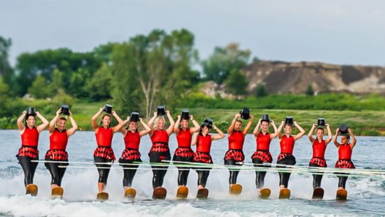 water ski show with top hats