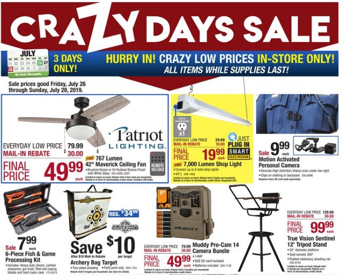 Menards Crazy Days Sale 7/26 7/28/19 EIGHT Free After Rebate Items