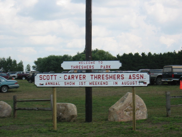 Scott-Carver Threshers Association Show sign