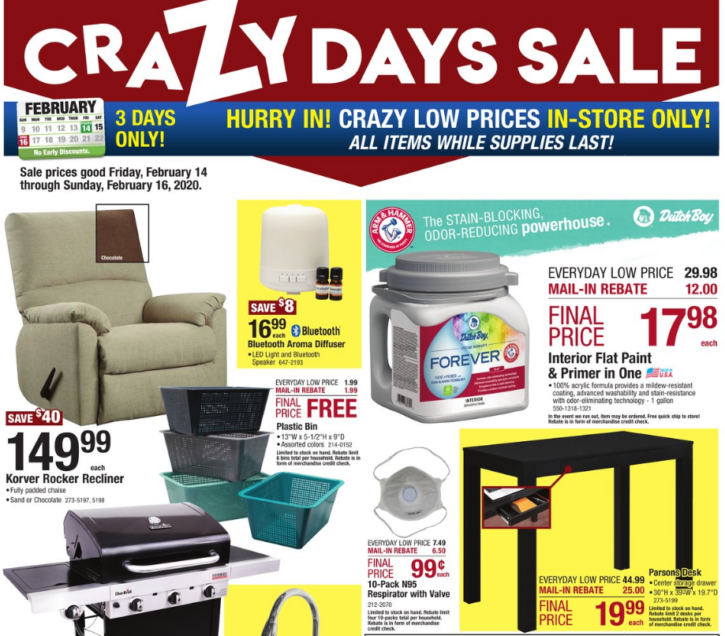 Menards Crazy Days Sale Eleven Free After Rebate Items Thrifty