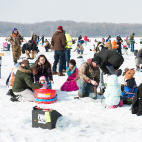 People on Lake Ann for Feb Fest.