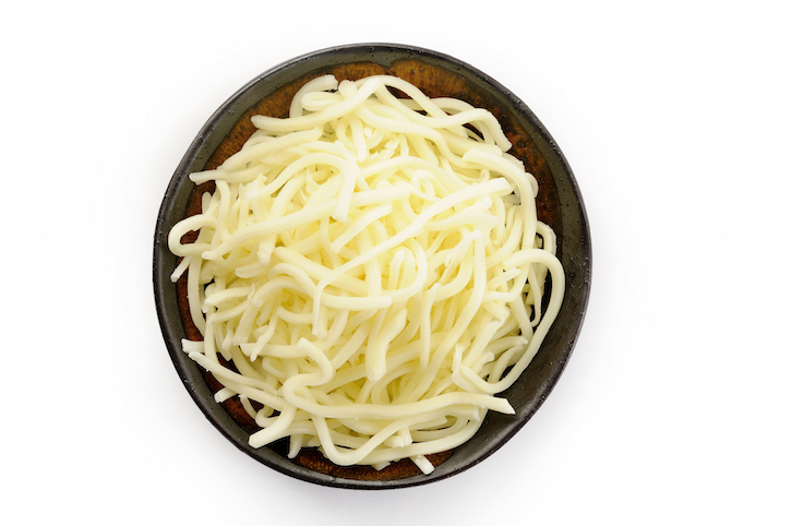 shredded mozzarella cheese in bowl