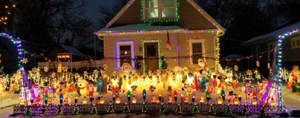 a house decorated with christmas lights.