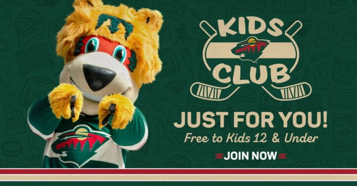 Kids Club banner with MN Wild.