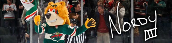 MN Wild mascot Nordy on the ice. 