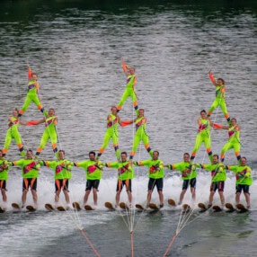 Water ski show pyramid.