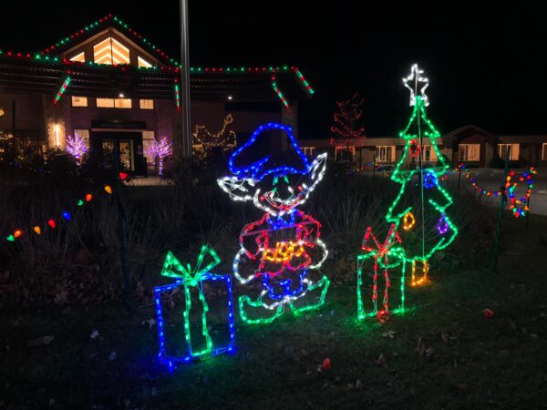 a house decorated with christmas lights.