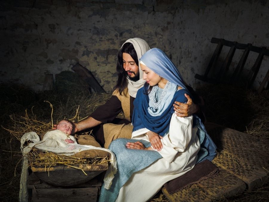 Live Nativity with Jesus Mary and Joseph.