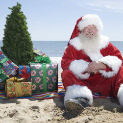 Santa at the beach.