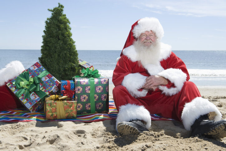 Santa at the beach.