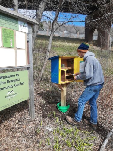 little free library with seeds at Emerald Community Garden