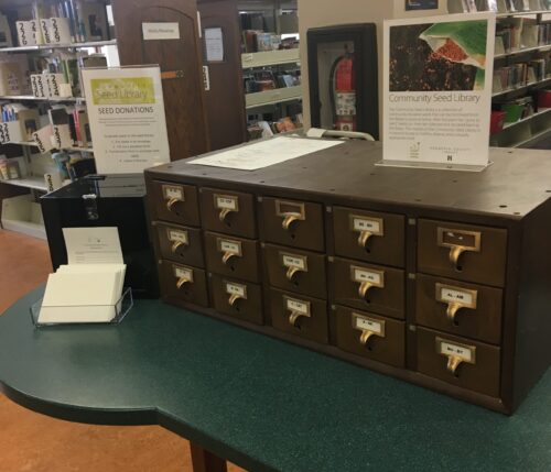 free seed library in old card catalog