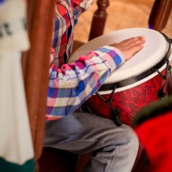 child playing drum