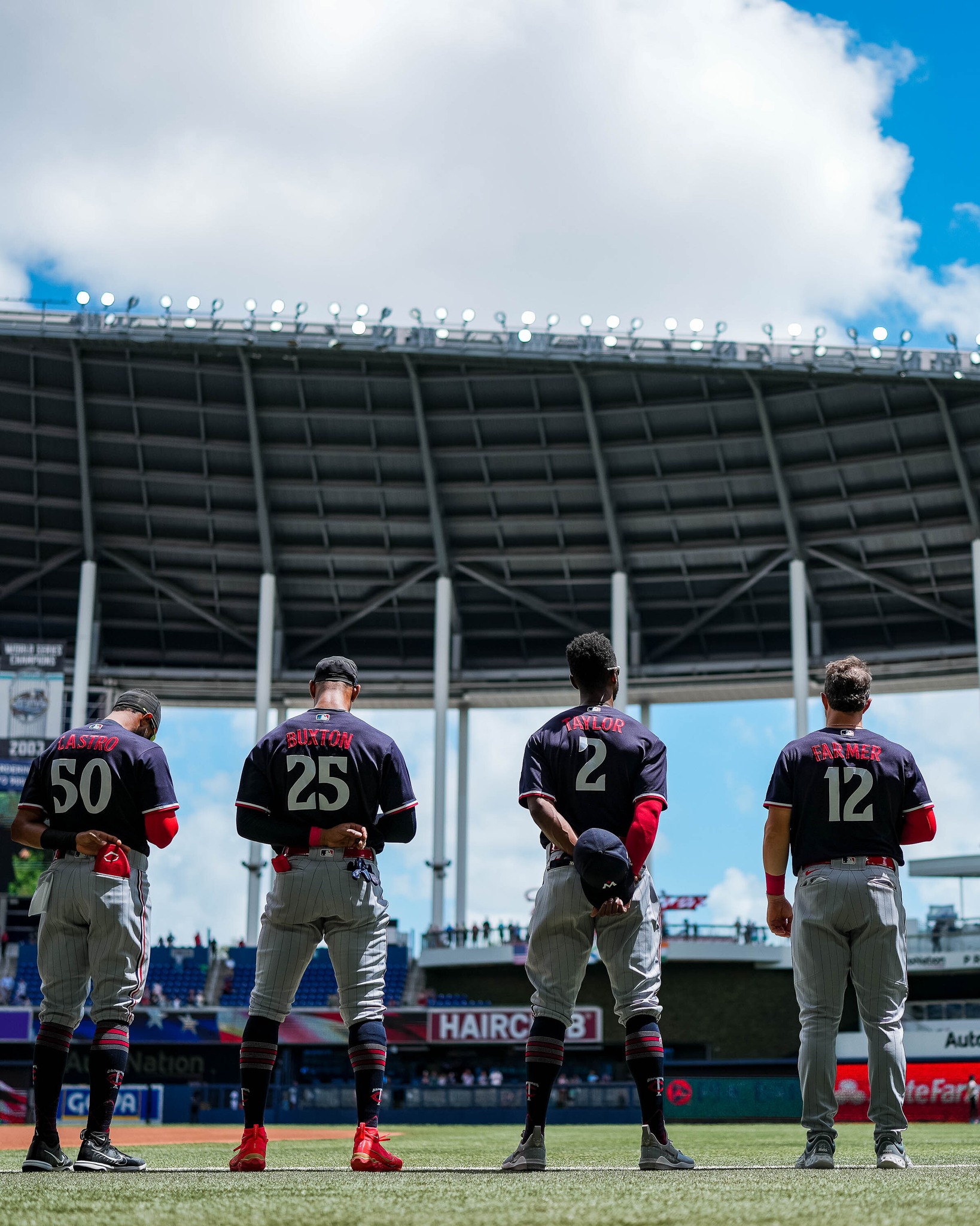 twins in outfield.