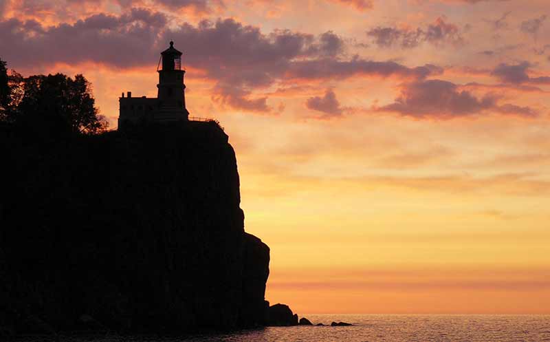 light house at dusk