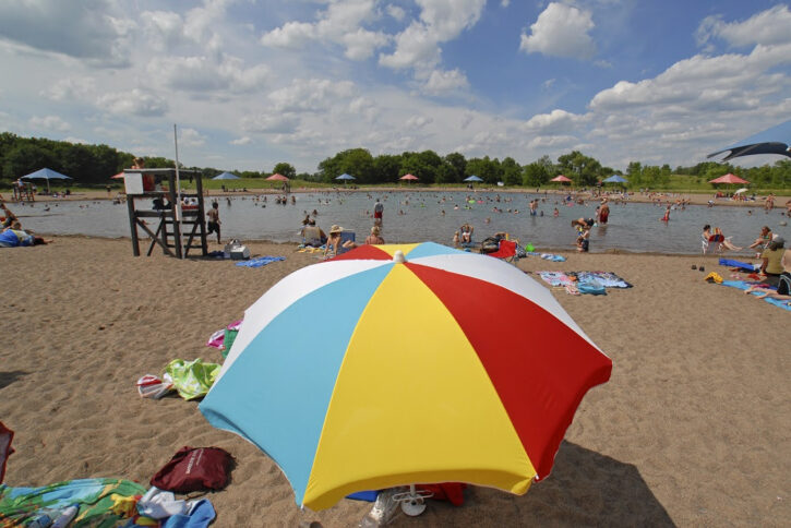 umbrella on the beach in Three Rivers Park District