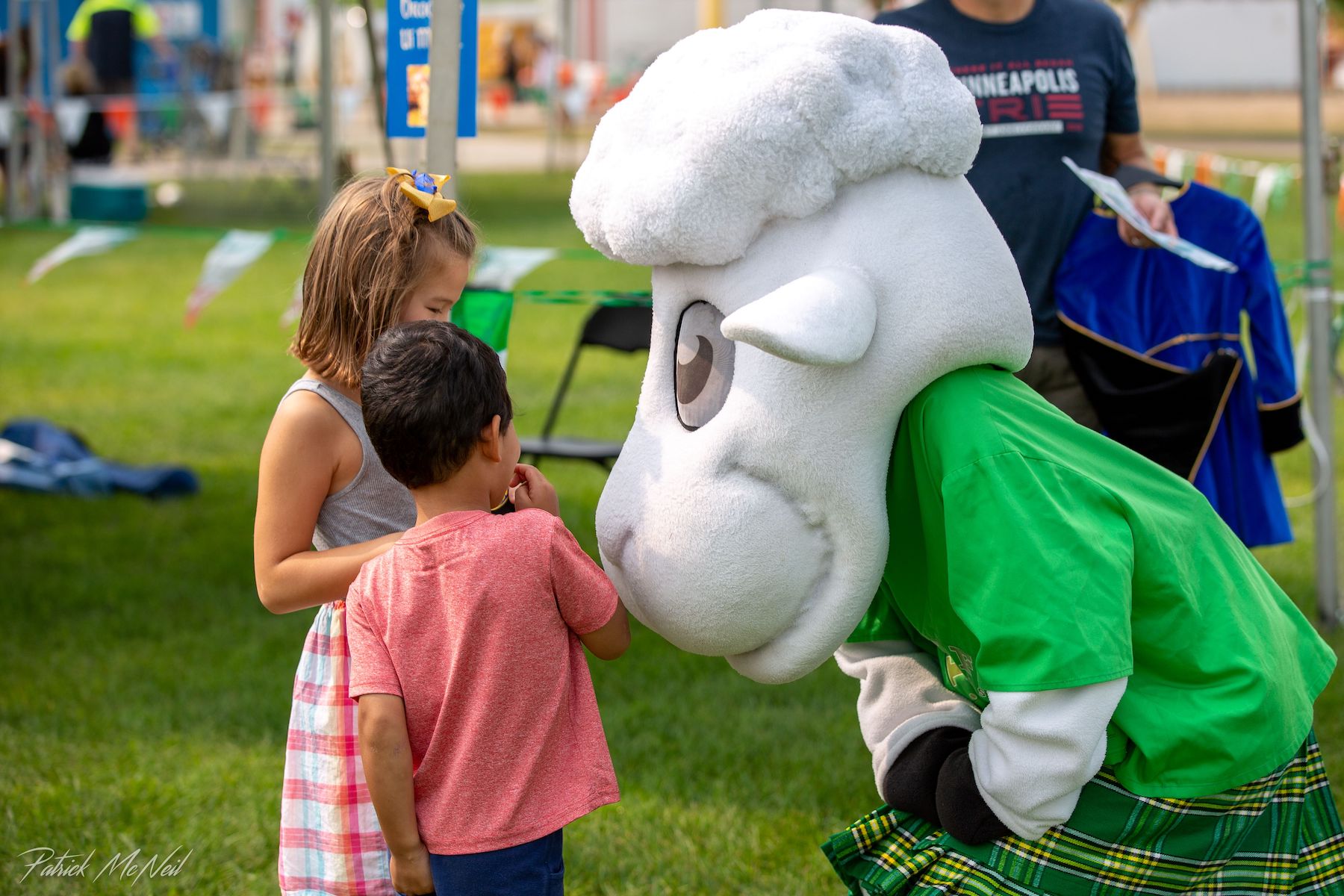 Kids with Mascot Sheep Baarry at Irish Fair of Minnesota.