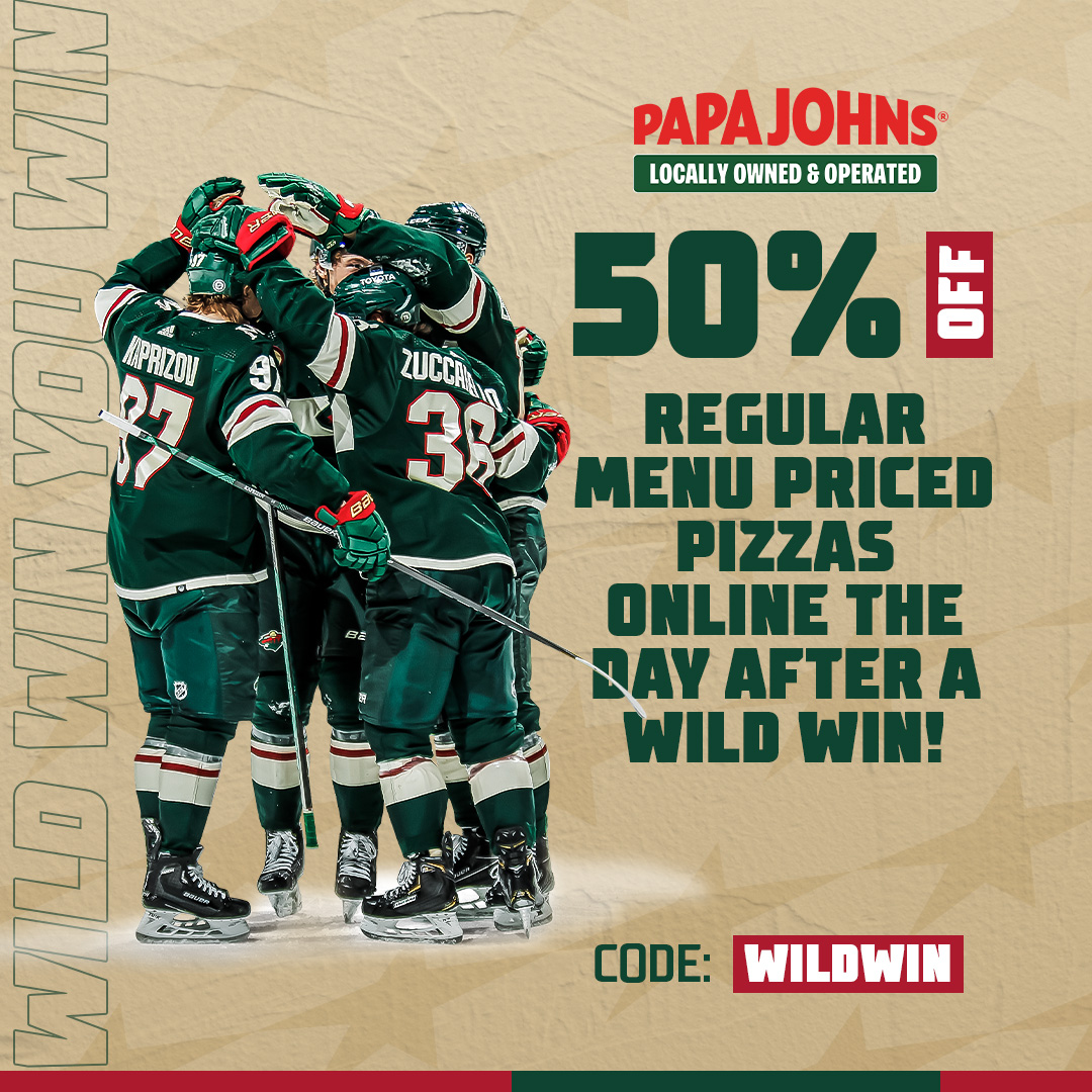 papa johns MN Wild half off pizza