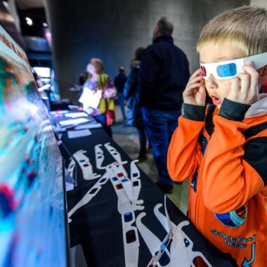 spacefest boy with 3d glasses.