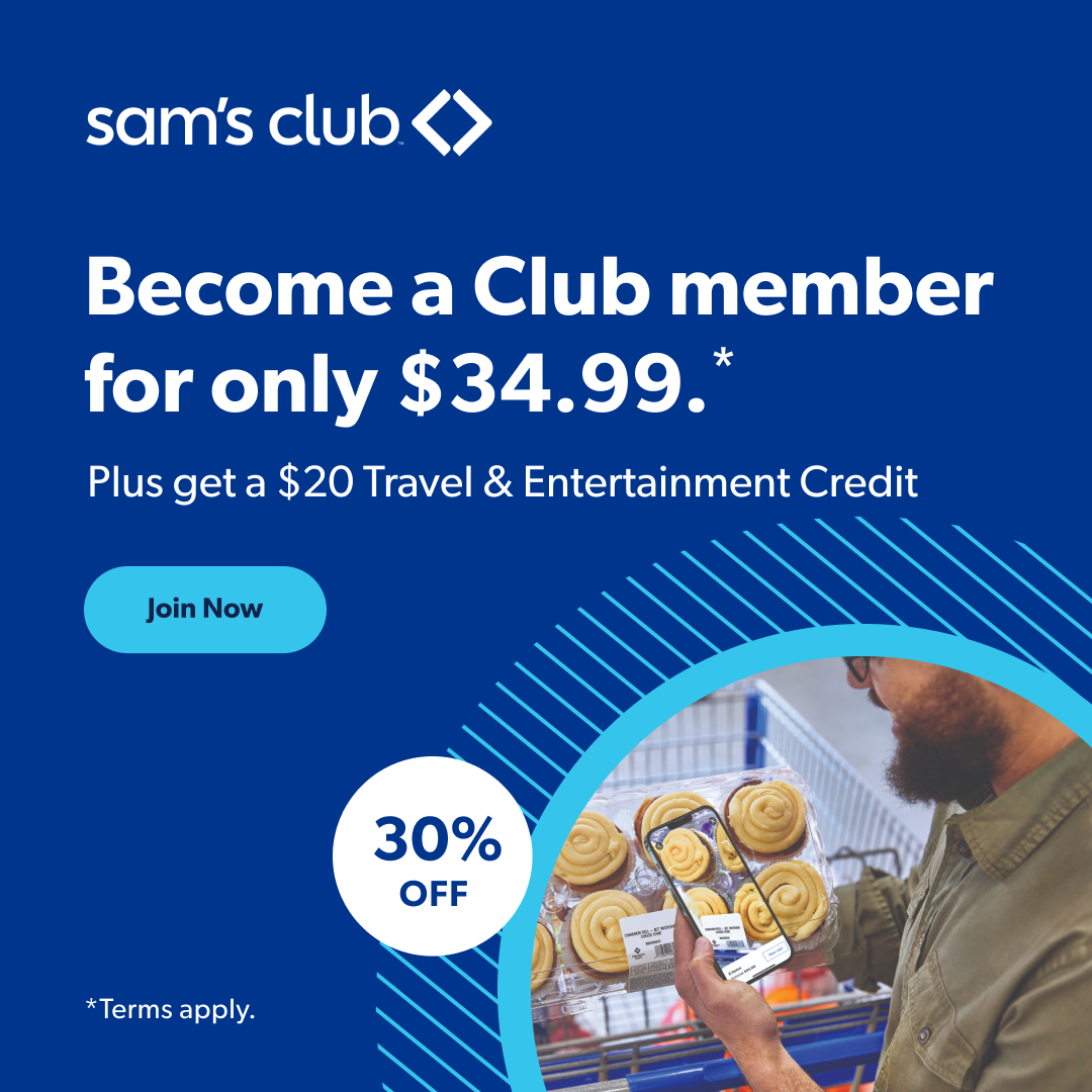Sams Club Membership Discount Plus Free Travel and Entertainment Credit