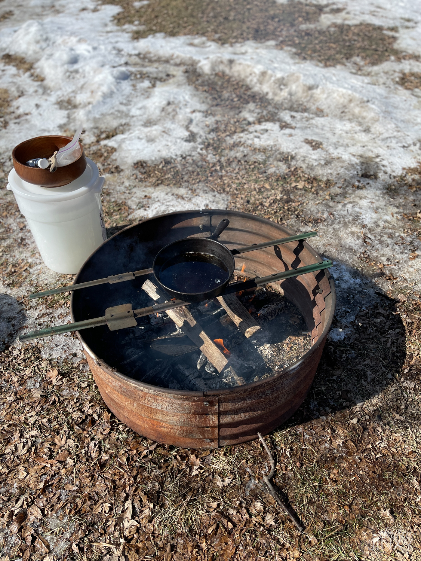 Fire for Boiling Maple Syrup