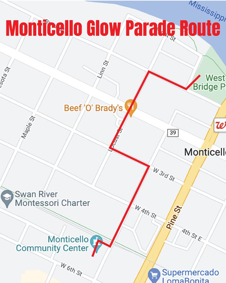 Glow parade route
