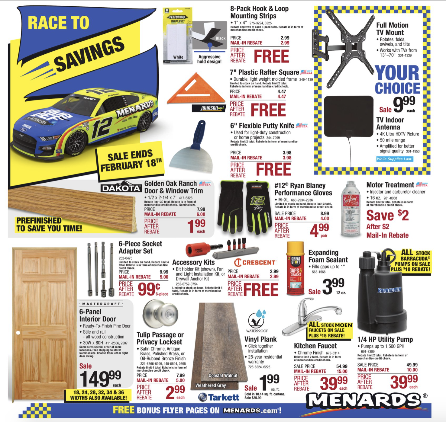 Menards Ad with Free After Rebate Items