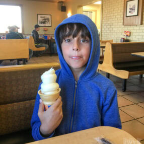 Boy Eating Dairy Queen Ice Cream Cone.