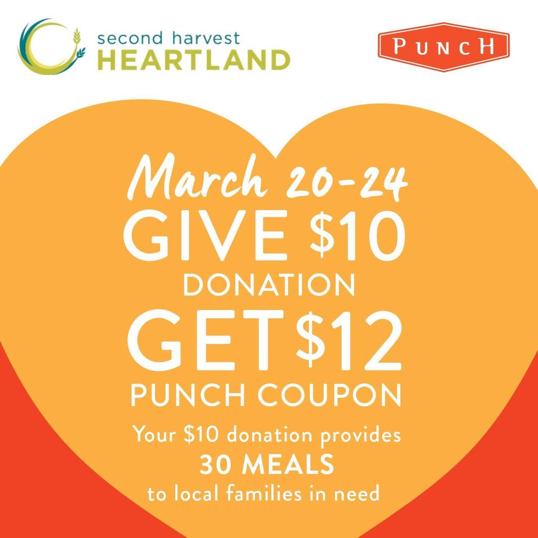 Punch Pizza Second Harvest Heartland Donation
