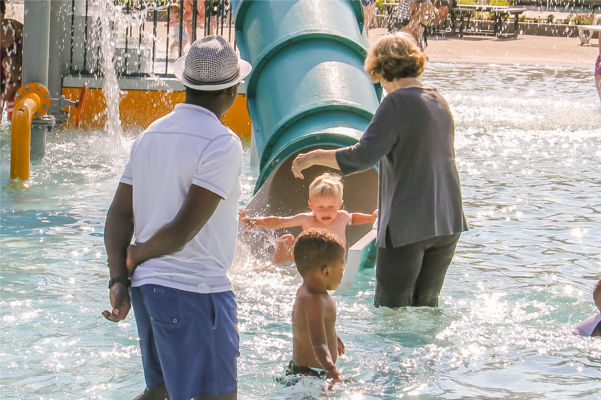 Seniors with Grandkids at Bunker Beach Water Park