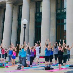 Yoga class at Union Depot Saint Paul.