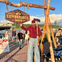 Lumberjack with axe at Stillwater Lumberjack Days.