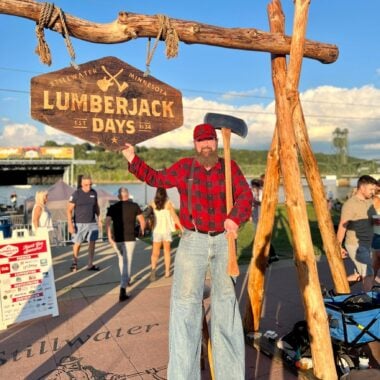 Lumberjack with axe at Stillwater Lumberjack Days.