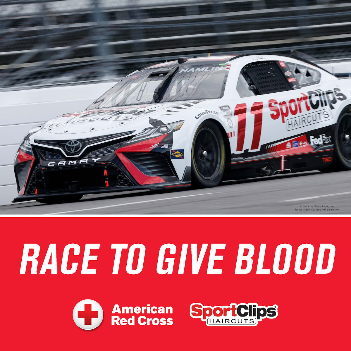 Sports Clips Racecar on the track.