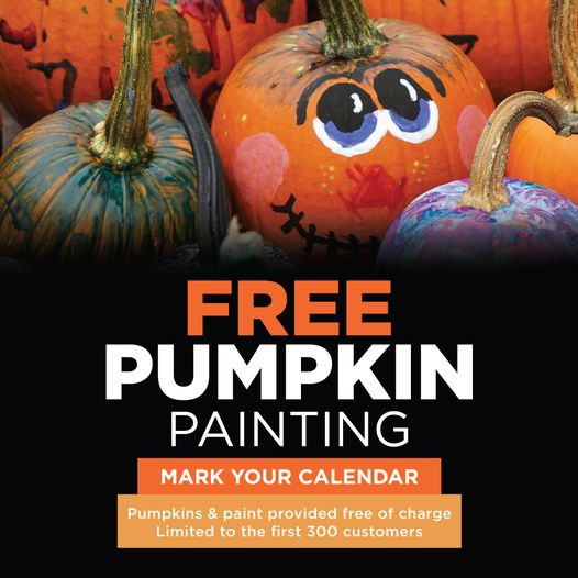 Fleet Farm free pumpkin painting event.