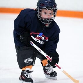 Child at Try Hockey for Free Day.