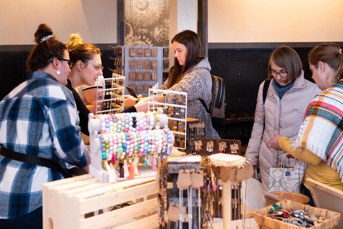 Shoppers checking out local goods at the St. Anthony Holiday 
Bazaar. 