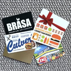 Gift cards from Minnesota restaurants including My Burger, Brasa, Culvers and DQ