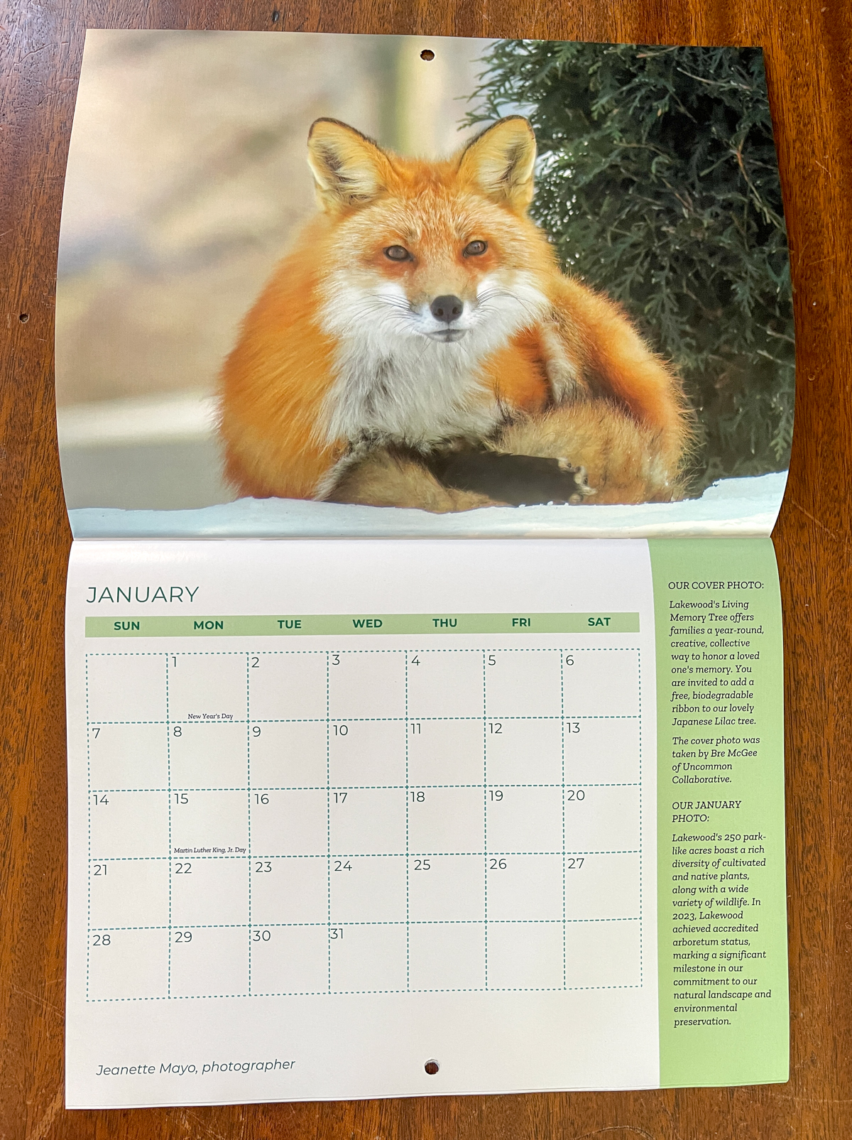Fox January Page Lakewood Cemetery Photo Calendar.