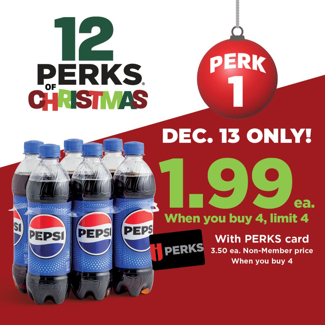 hyvee 12 perks of christmas offer 1 for pepsi.