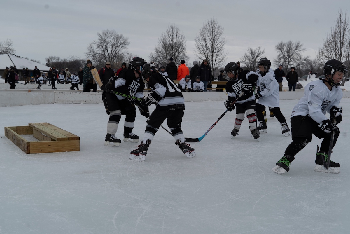Youth Pond Hockey at Frostival. 