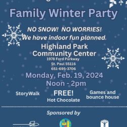 Highland Park Family Winter Party poster.