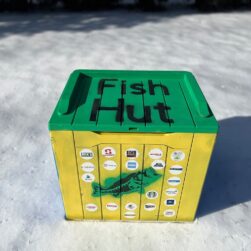 Fish Hut Winter box on ice.