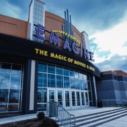 Outside of Emagine Movie Theatre.