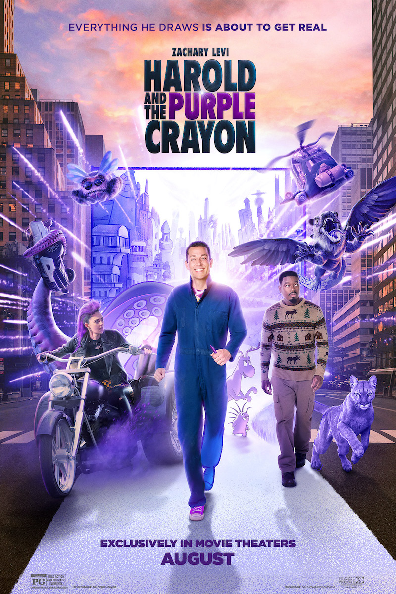 Movie poster of Harold and the Purple Crayon. 