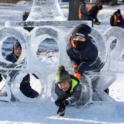 Plymouth Fire and Ice Festival Ice Sculpture.